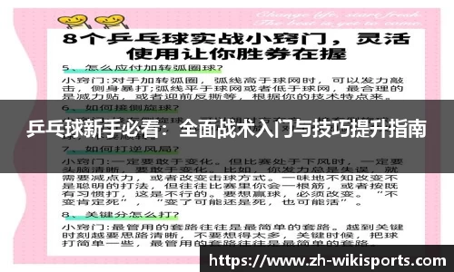 乒乓球新手必看：全面战术入门与技巧提升指南